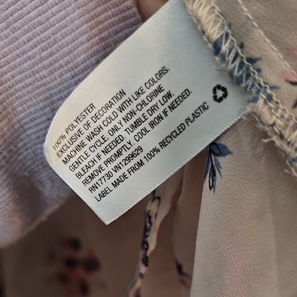 Knox Rose Blush Pink Floral Sheer Top with Ruffle Detail Womens Large - Picture 5 of 9